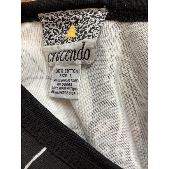 Vintage 1980's-90's Crescendo Black and White Portrait Print Tunic Dress- M/L - Picture 9 of 16